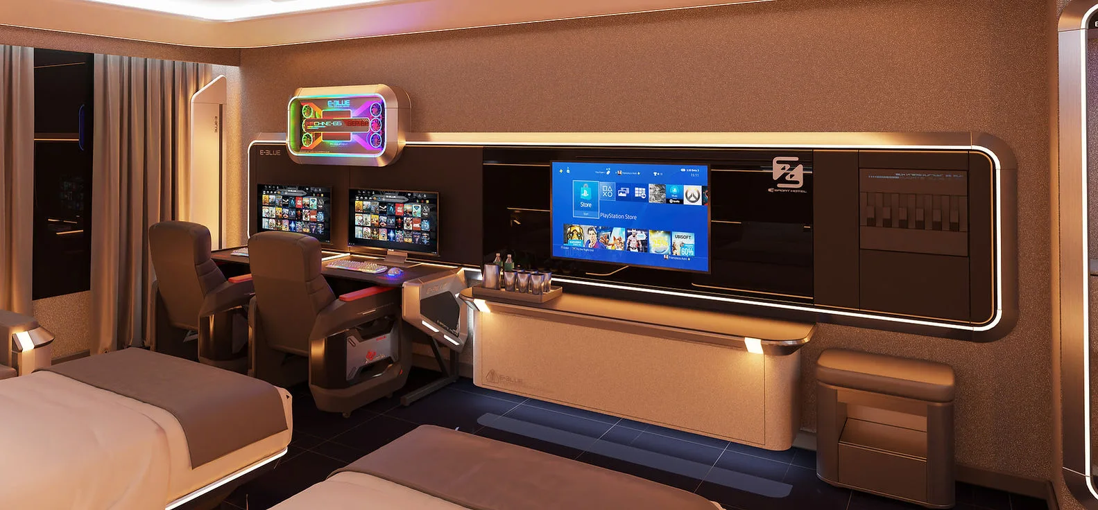 Guest-room gaming space